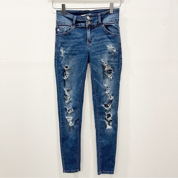 KanCan High Waist Distressed Skinny Jeans Size 25 Cotton Blend - Picture 1 of 9